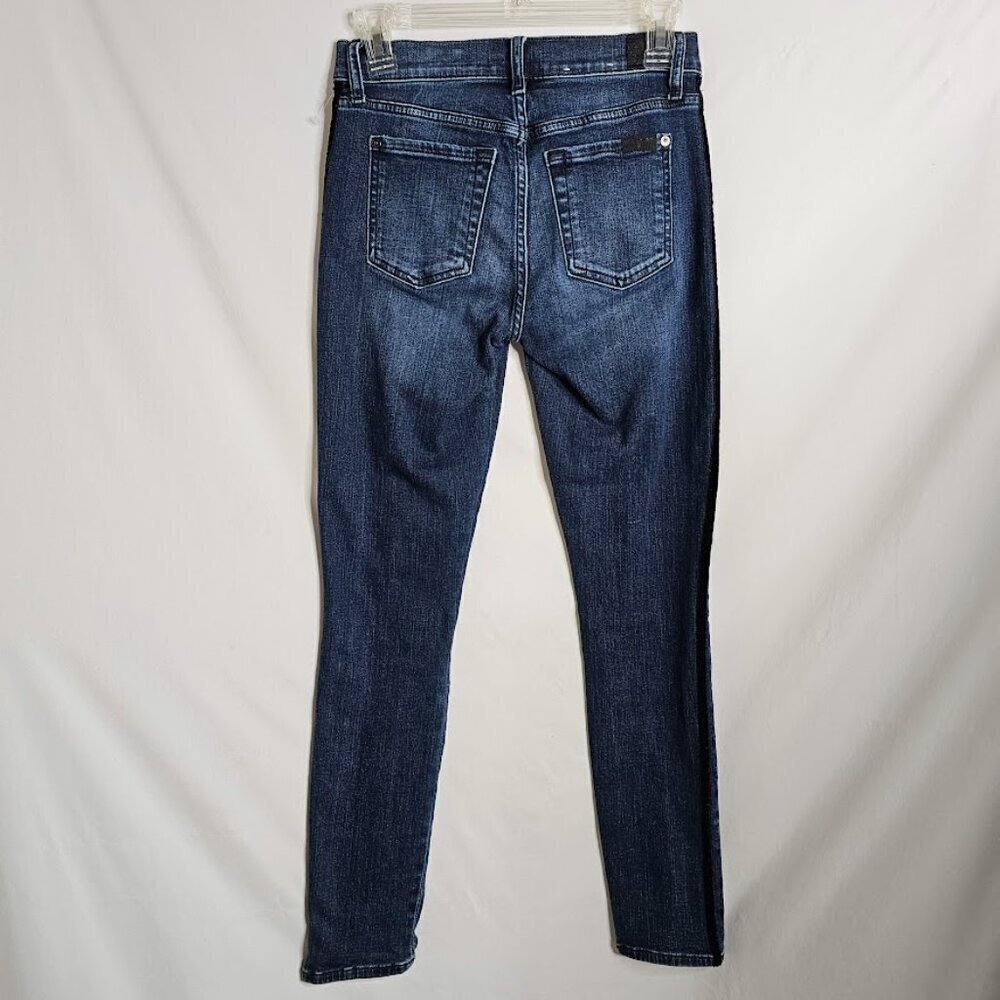 Women's 7 FOR ALL MANKIND The Ankle Skinny Jeans DARK WASH BLUE size 26 Denim - Picture 7 of 10